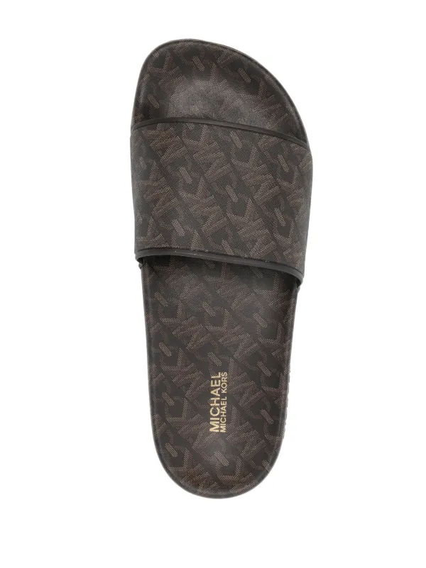 Michael Michael Kors Gilmore logo-print Slides | Brown | FARFETCH JO
