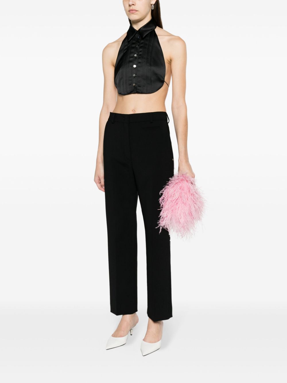 Philosophy Di Lorenzo Serafini pleat-detail satin crop top - Zwart