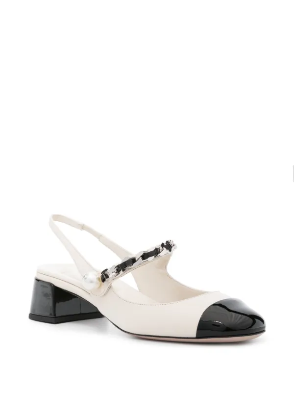 【miu miu】レザーパンプス Miu Miu レザー パンプス | ニュートラル | FARFETCH JP