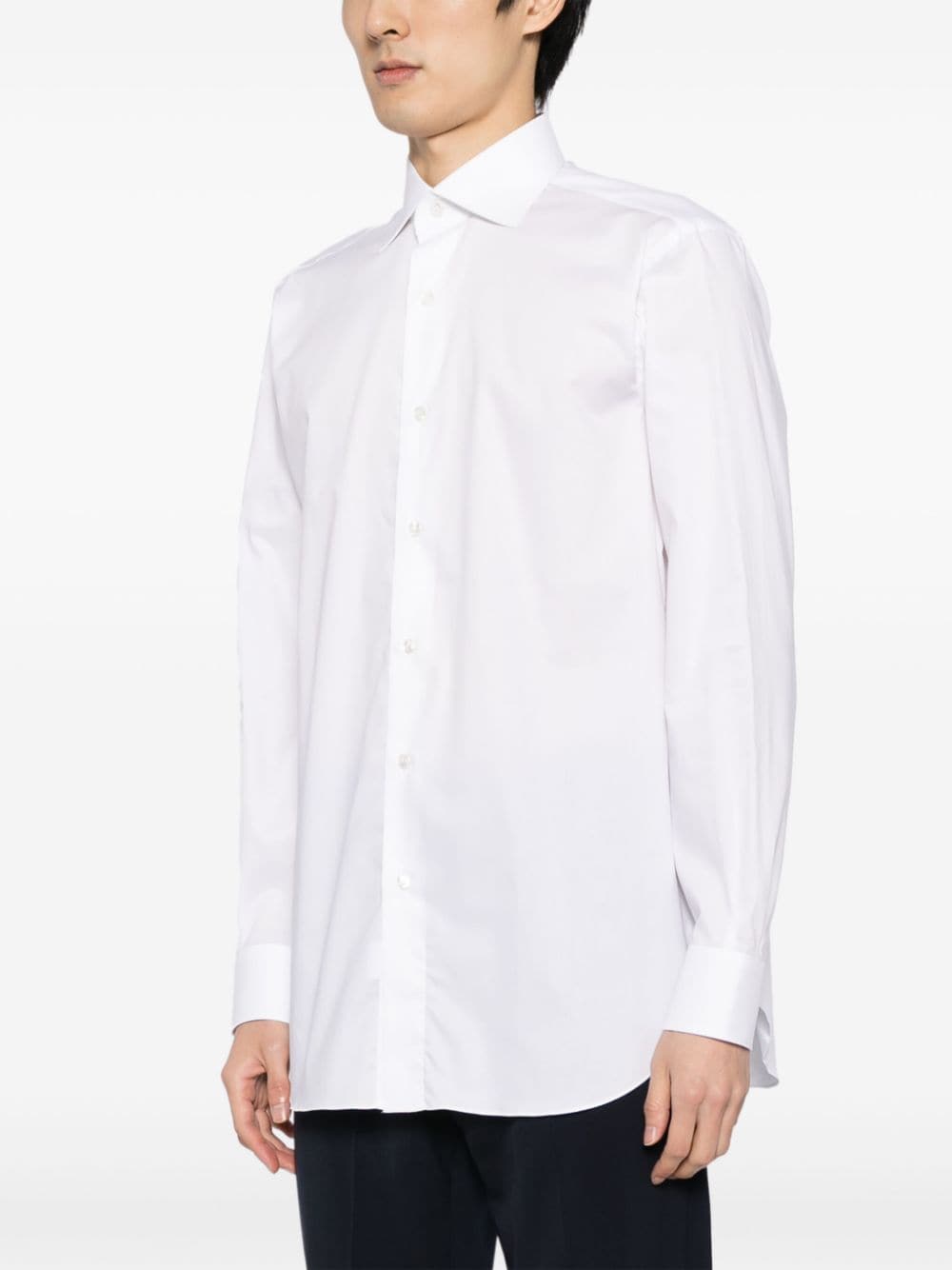 Shop Brioni Long-sleeve Cotton Shirt In White