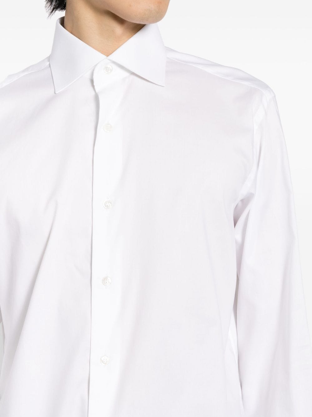 Shop Brioni Long-sleeve Cotton Shirt In White