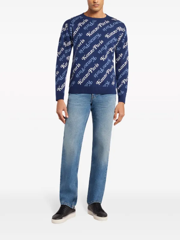 Kenzo Maglione Con Monogramma Blu FARFETCH IT
