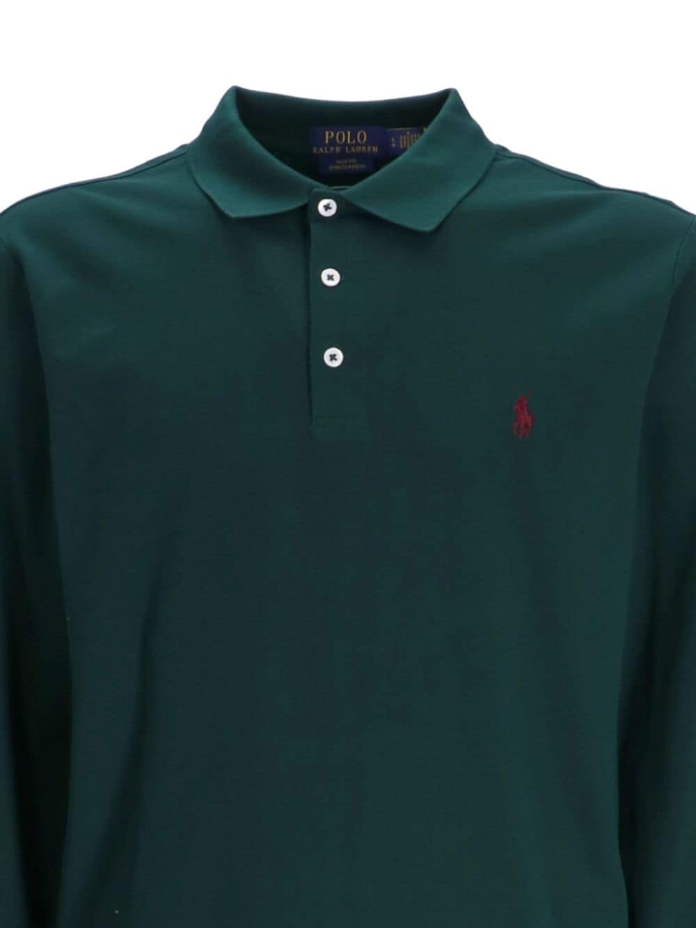 Shop Polo Ralph Lauren Polo Pony Long-sleeved Polo Shirt In Green