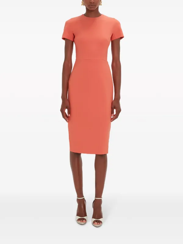 Victoria Beckham Vestido Estilo Playera Manga Corta Naranja