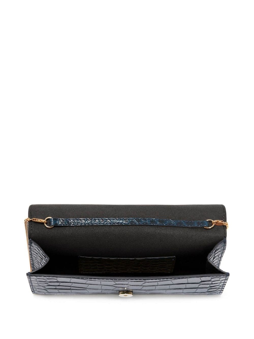 Shop Victoria Beckham Crocodile-embossed Leather Wallet-on-chain In Blue
