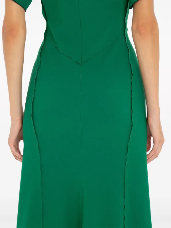 Victoria Beckham V-neck Gathered Midi Dress | Green