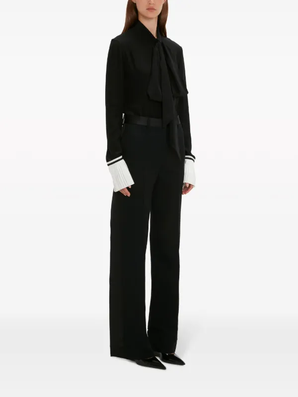 Victoria Beckham pleat-detail Silk Blouse | Black | FARFETCH