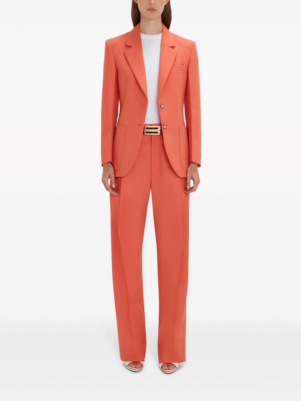 Shop Victoria Beckham Patch-pocket Single-breasted Blazer In Orange