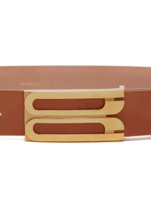 【Victoria Beckham】マイクロフレームバックルベルト Frame Belt In Espresso Croc Embossed Calf Leather – Victoria
