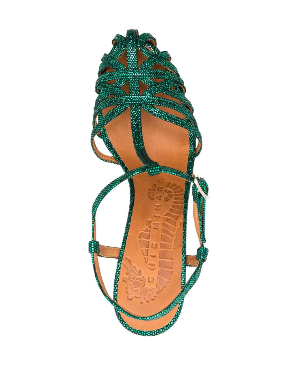 Shop Chie Mihara Ku-quenu 90mm Caged Sandals In Green