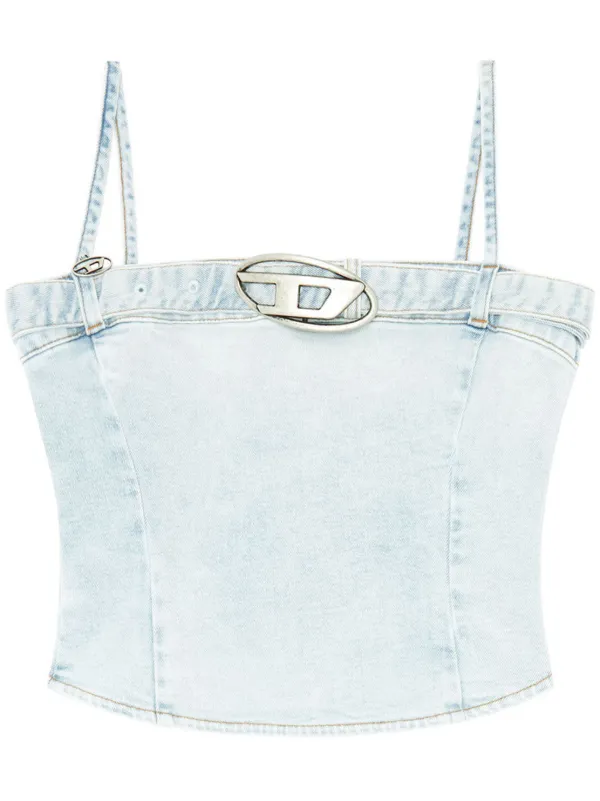 diesel レディース トップス デニム DE-BETY-S TANK TOP Women's Denim halterneck top in cotton and hemp | Black | Diesel