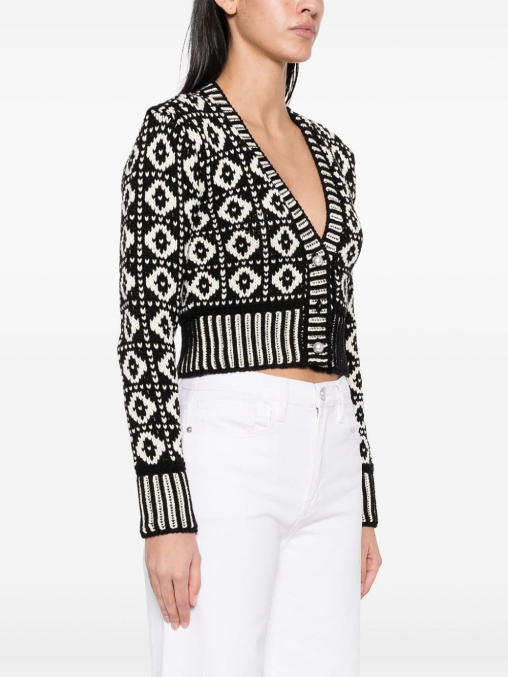 Shop Golden Goose Jacquard-pattern Wool Cardigan In Black