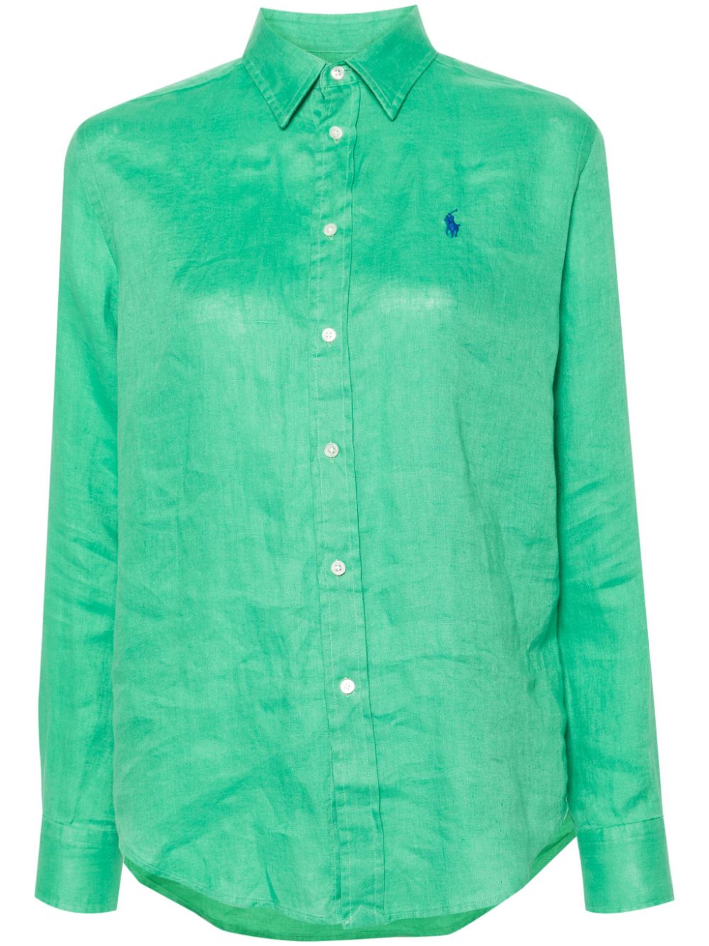 Polo Ralph Lauren Polo Pony-embroidered Linen Shirt In Green