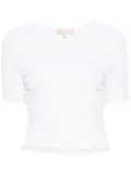 Michael Michael Kors ruffled-trim smocked T-shirt - White