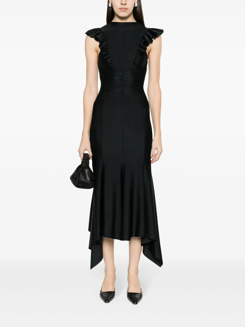 Philosophy Di Lorenzo Serafini Midi-jurk met kapmouwen - Zwart