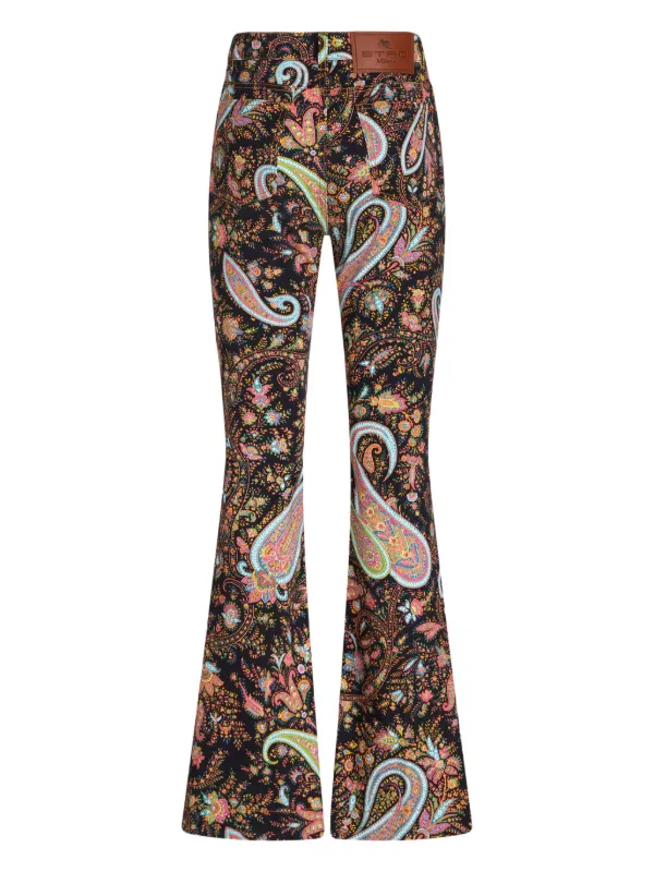 ETRO paisley-print Flared Trousers | Black | FARFETCH