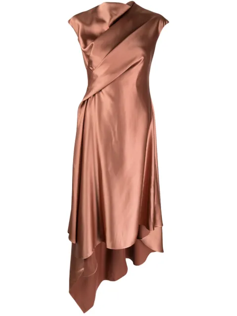 Amsale handkerchief-hem satin dress