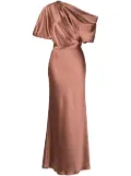 Amsale off-shoulder draped maxi dress - Brown