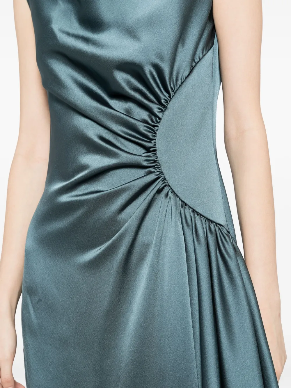 Shop Amsale Asymmetric Side Drape Gown In Green