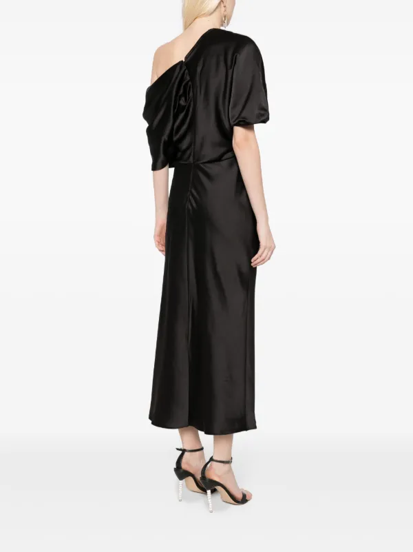 amsale draped one shoulder midi dress Amsale Women's Draped Satin One-Shoulder Midi-Dress - Ivory