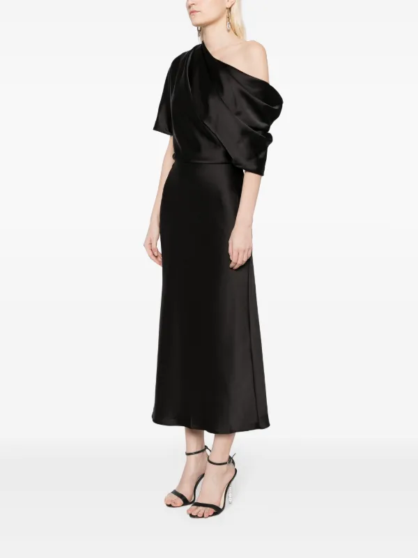 Amsale Abito Midi Con Spalle Scoperte Nero FARFETCH IT