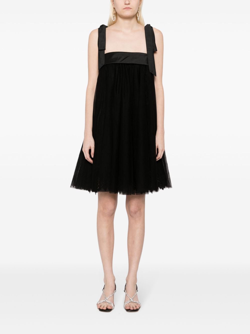 Amsale Tulen mini-jurk Zwart