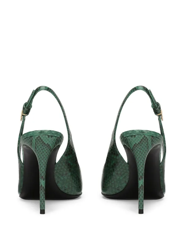 Dolce Gabbana snakeskin effect slingback pumps women Viscose glass Polyester Goat Skin Leather Leather 39.5 Green