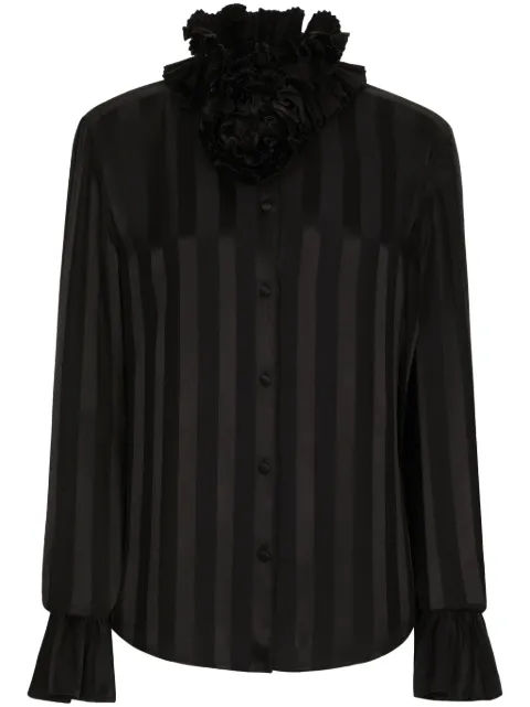Dolce & Gabbana appliqué-detail striped silk blouse
