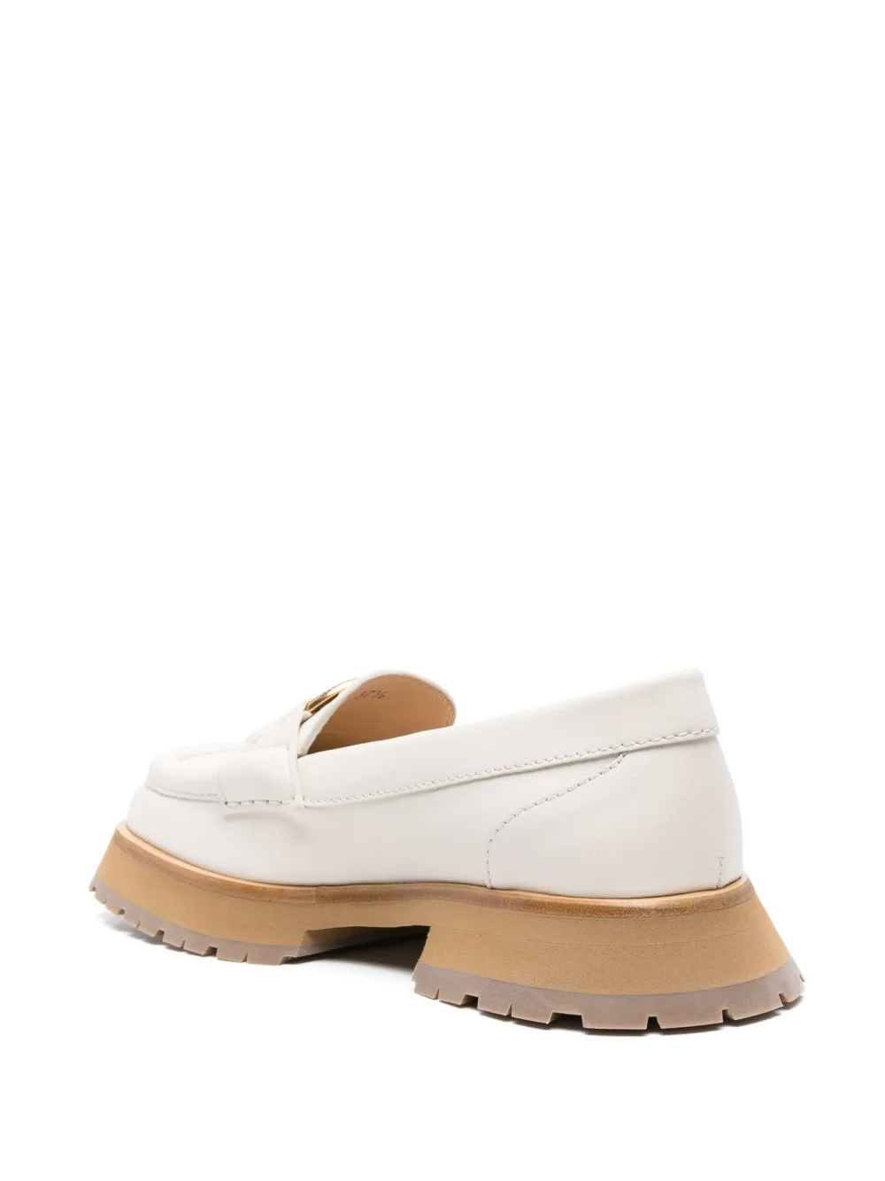 Shop Moncler Bell Leather Loafers In Neutrals