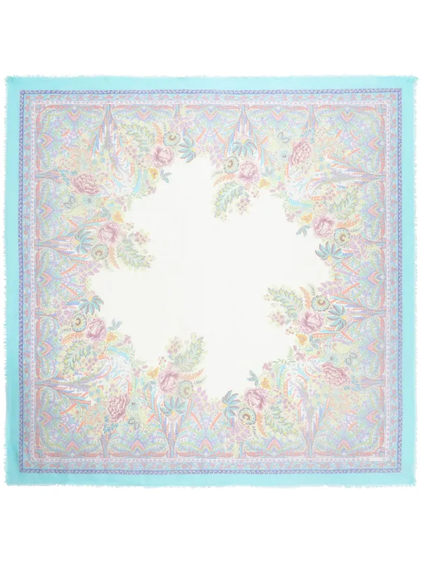 Etro Paisley-print Rectangle-shape Scarf in Blue