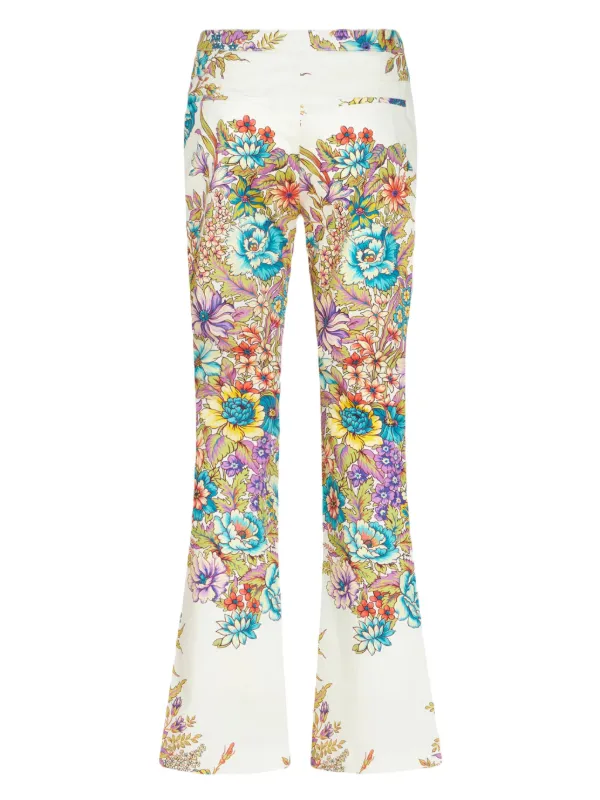 【関税&送料込】Etro Pantaloni Svasati Al Fondo Realizzati I ETRO Pantaloni Svasati a Fiori | Bianco | FARFETCH IT