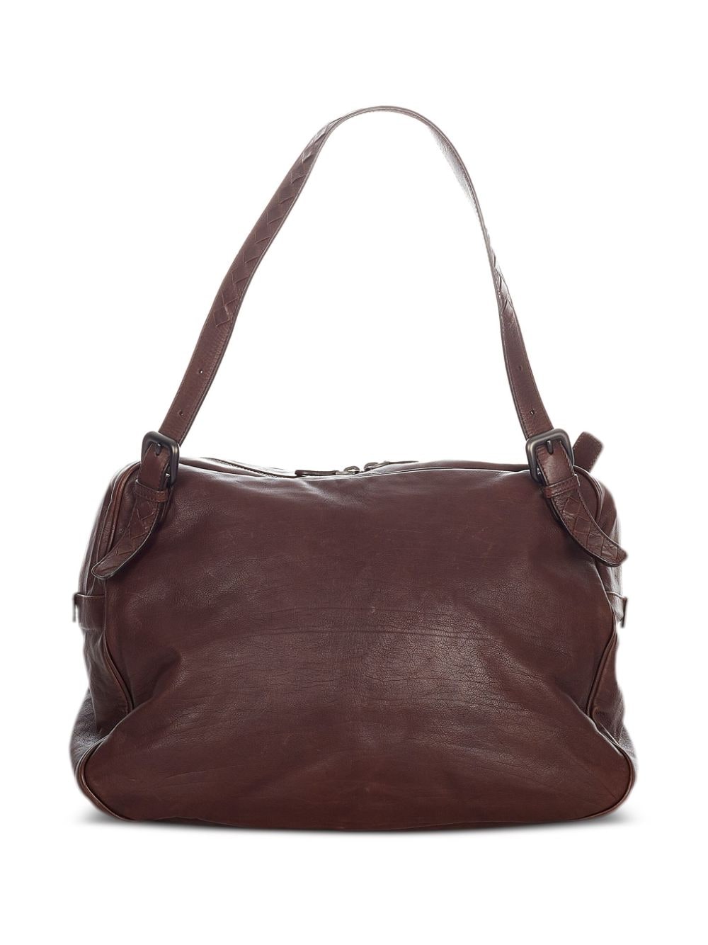 Bottega Veneta Pre-Owned Intrecciato-detailing front-pockets zip shoulder bag - Bruin