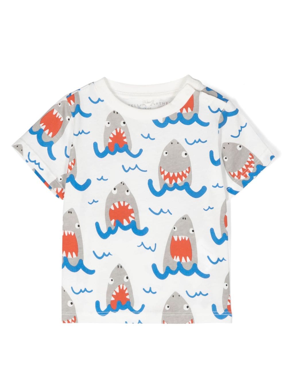 Stella Mccartney Babies' All-over Shark-print T-shirt In White