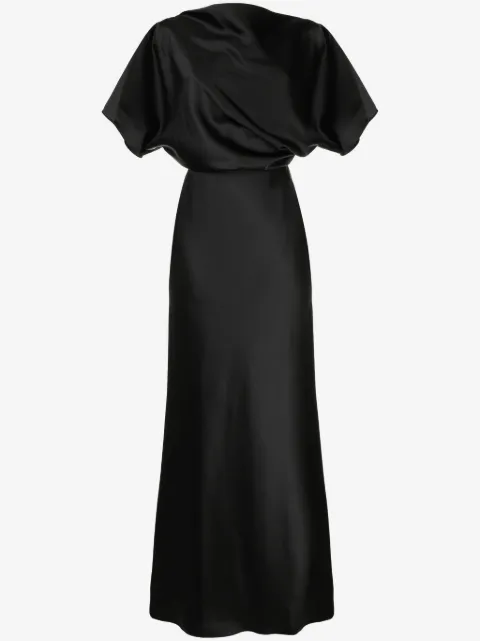 Amsale robe drapée en satin à coupe longue