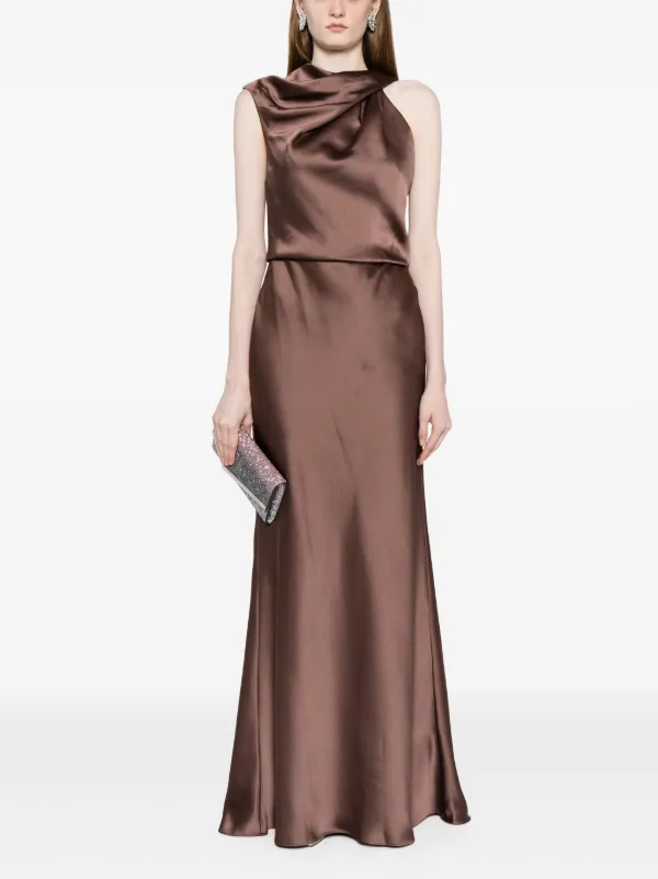 charmeuse deep v-neck a-line bridesmaid dress Charmeuse Cowl Neck Bridesmaid Dress  Bridal and Formal