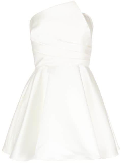 Amsale asymmetrical draped bodice mini dress