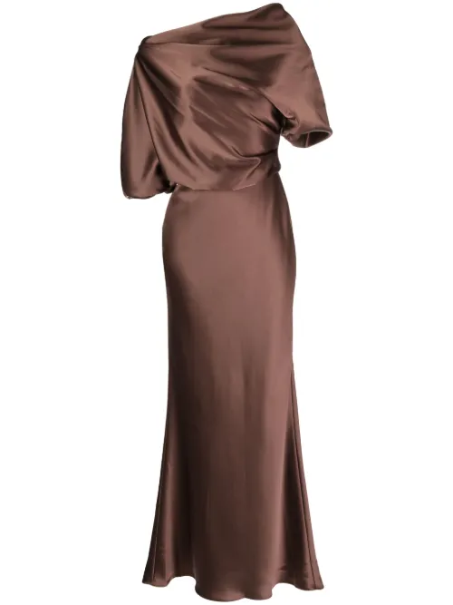 Robe longue drapée à épaules dénudées - Amsale - Modalova