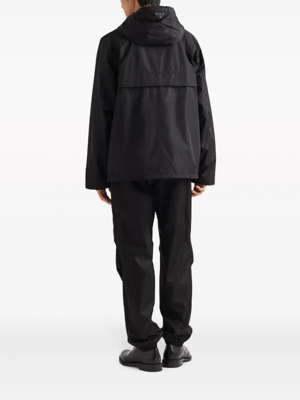 Prada triangle-logo Hooded Jacket | Black | FARFETCH