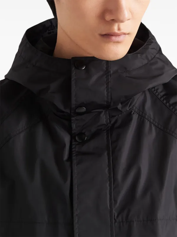 Prada triangle-logo Hooded Jacket | Black | FARFETCH