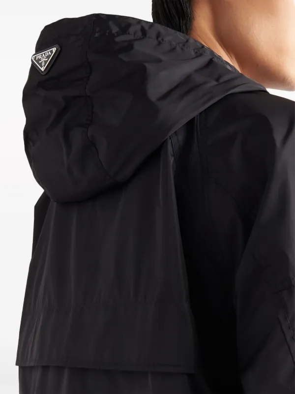 Prada triangle-logo Hooded Jacket | Black | FARFETCH