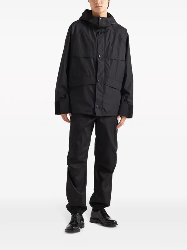 Prada triangle-logo Hooded Jacket | Black | FARFETCH