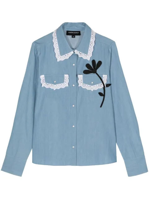Cynthia Rowley camisa con aplique floral