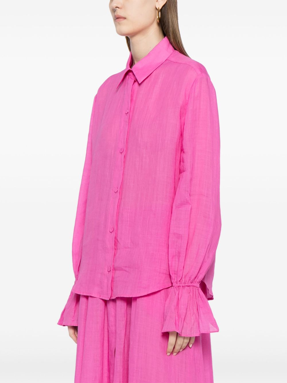 CYNTHIA ROWLEY BUTTON-UP RAMIE SHIRT 