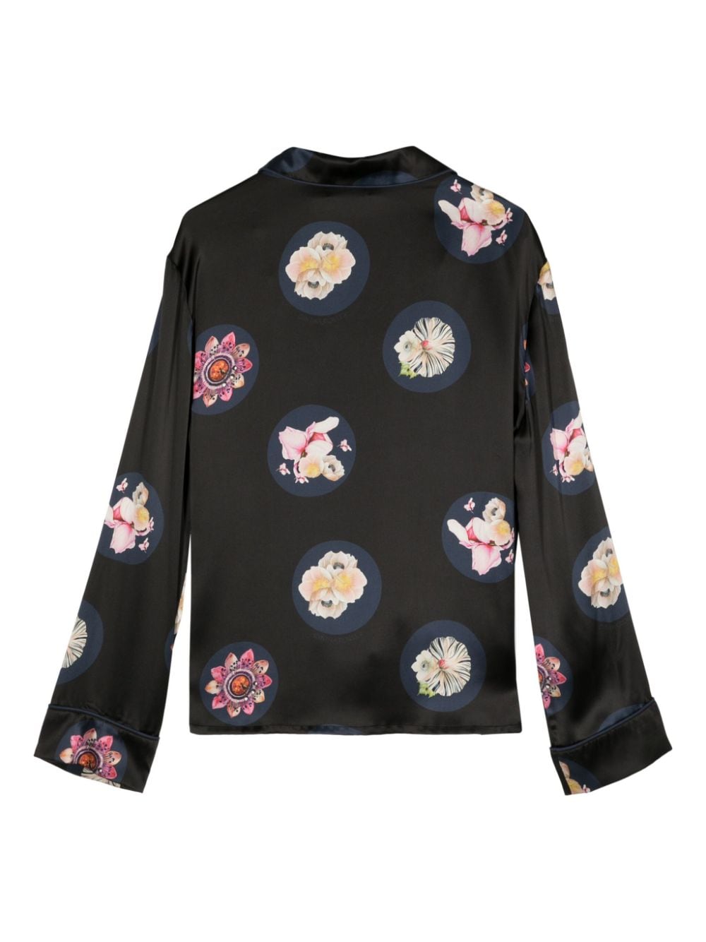 Shop Cynthia Rowley Floral-print Silk Shirt In Blkfl