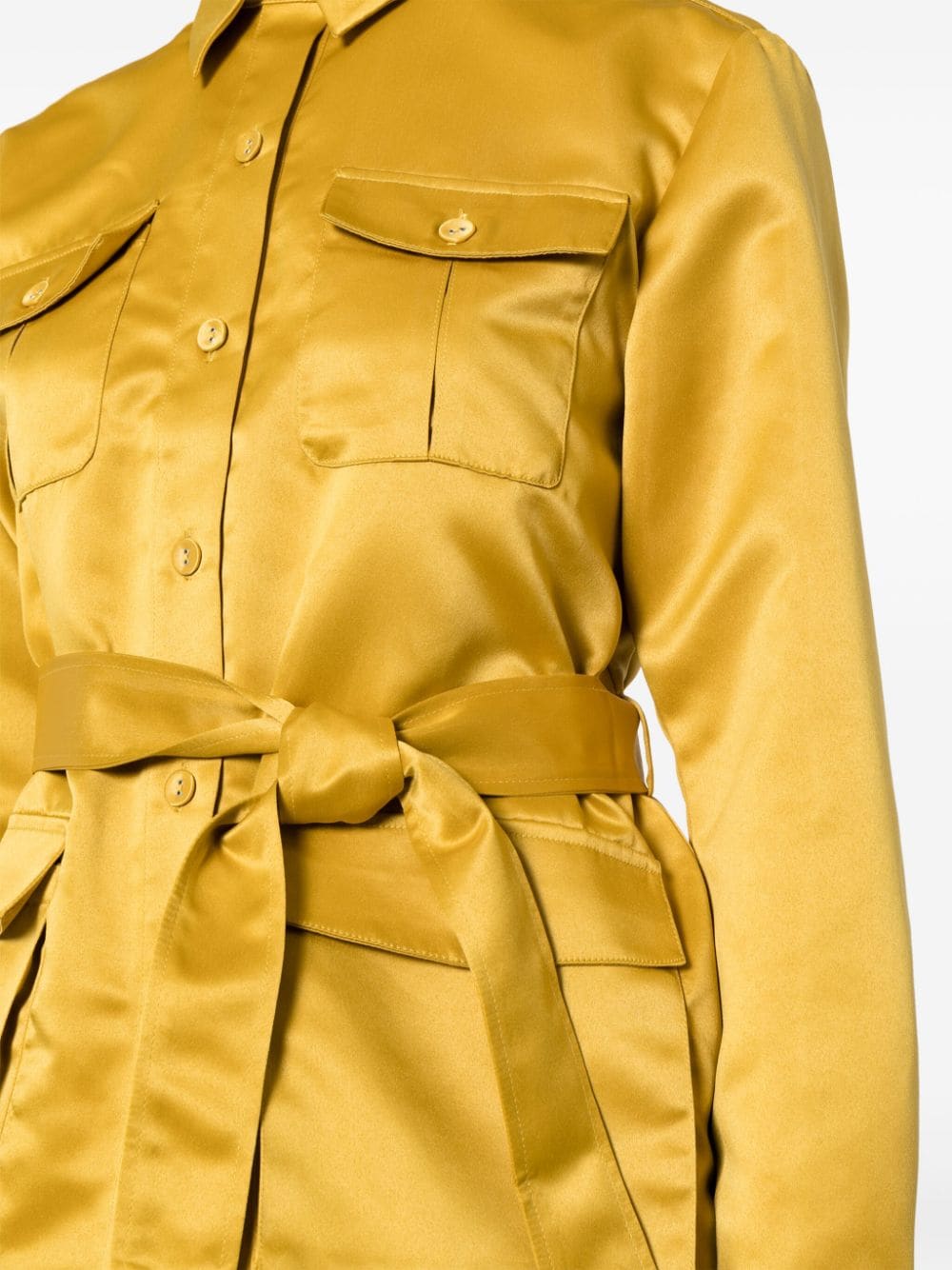 Shop Cynthia Rowley Pleated-back Satin Safari Jacket In Yellow
