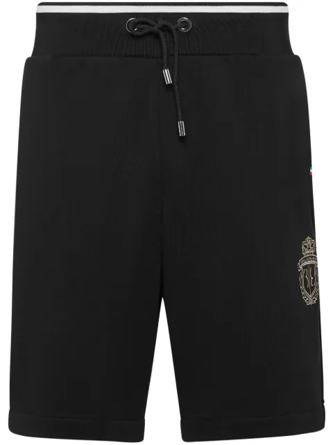 Billionaire logo-embroidered cotton track shorts
