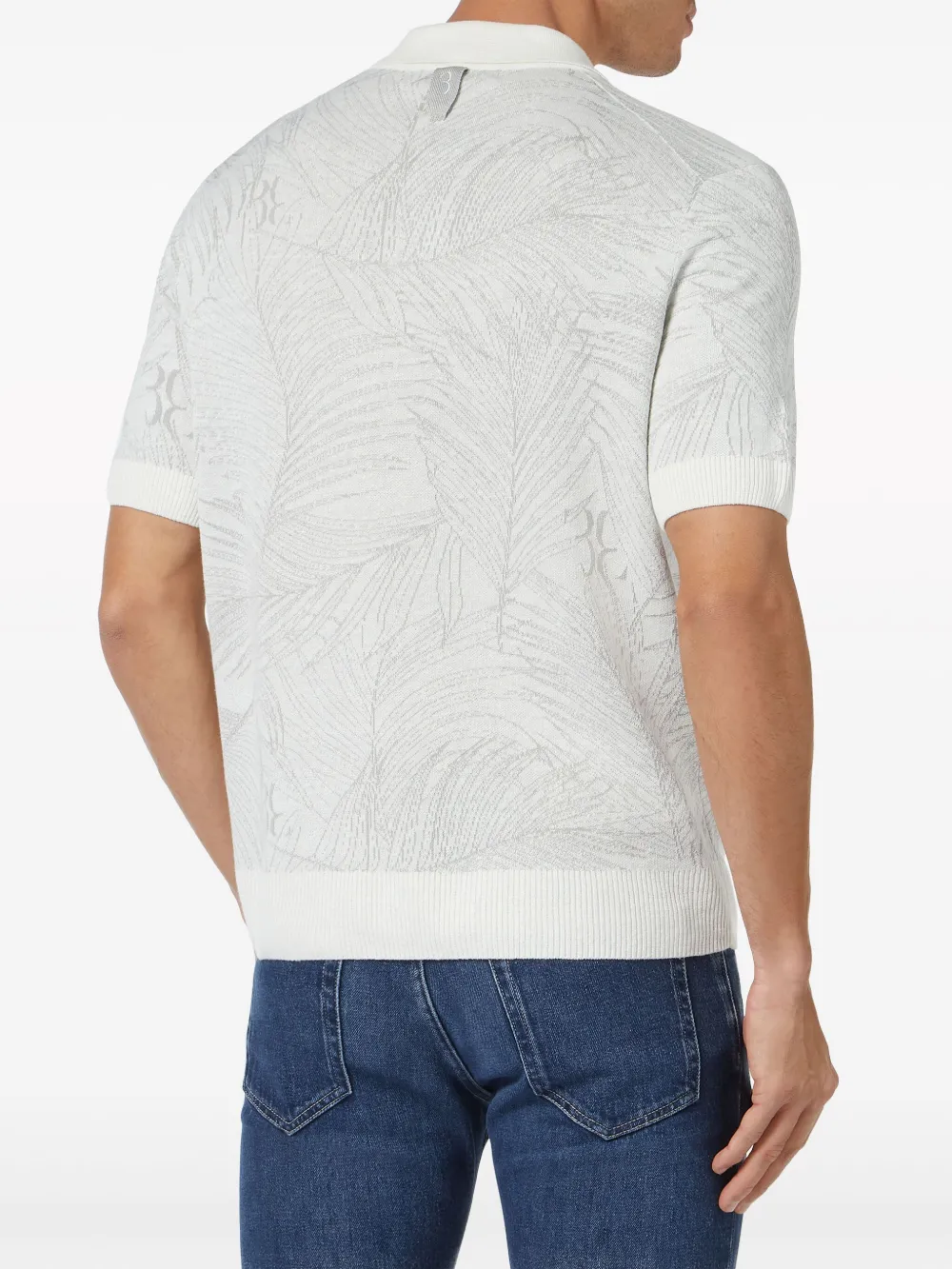 Shop Billionaire Leaf-print Polo Shirt In White