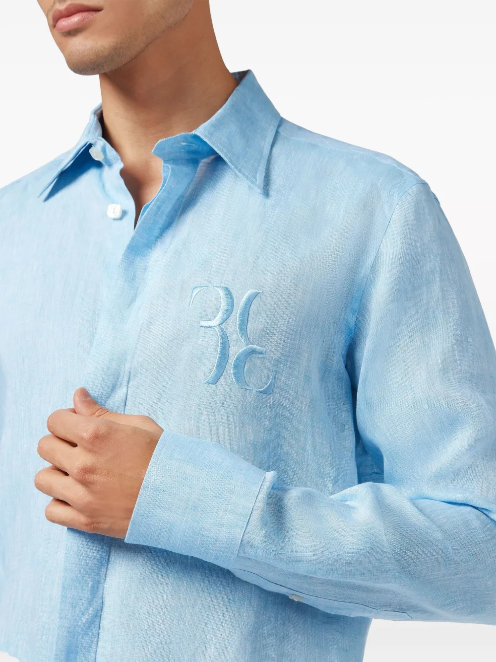 Billionaire Overhemd met geborduurd monogram Blauw