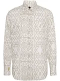 Billionaire geometric-print linen shirt - Neutrals
