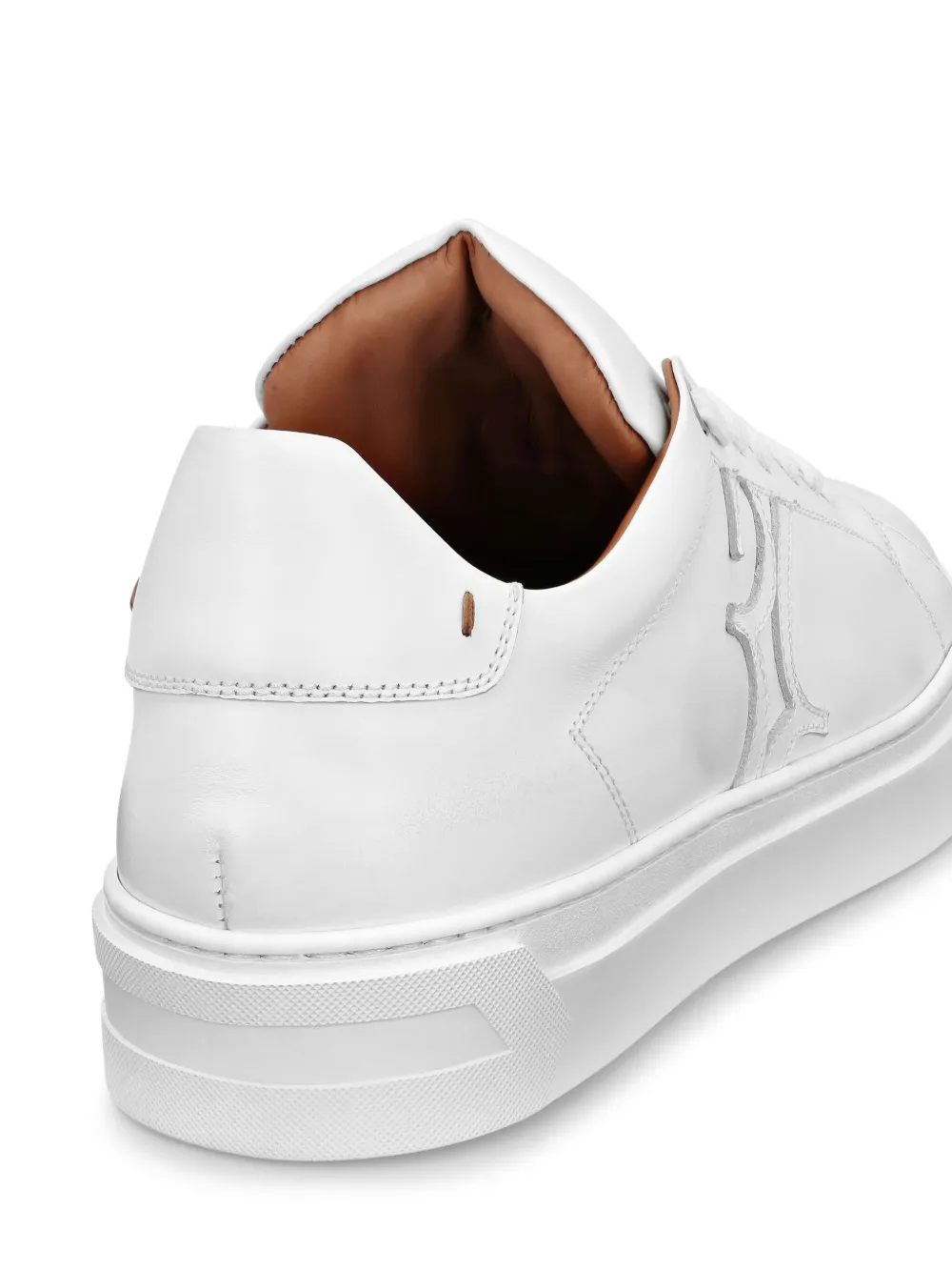 Shop Billionaire Logo-appliqué Leather Sneakers In White